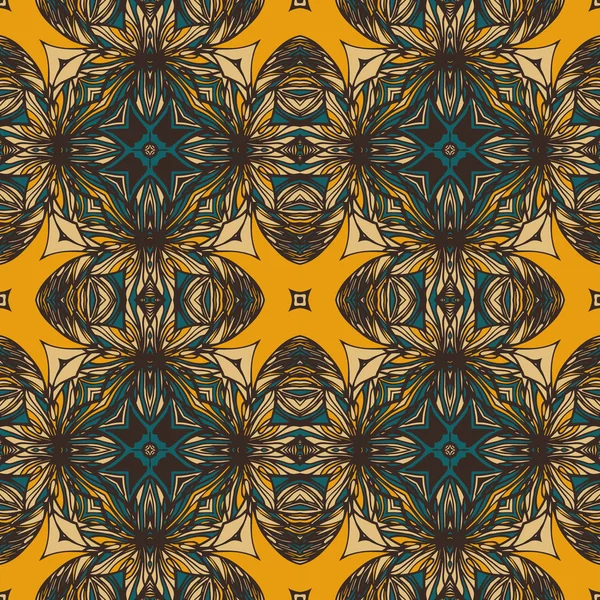 青と黄色のシームレスな抽象パターン — ストックベクタ