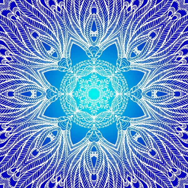 Mavi etnik Deco Mandala tasarım — Stok Vektör