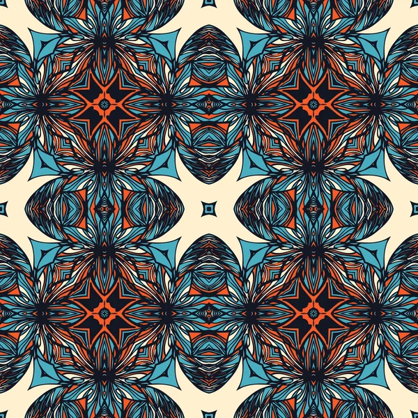 青とオレンジのシームレスな抽象パターン — ストックベクタ