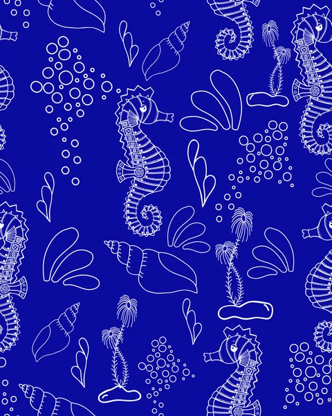 블루 원활한 해양 패턴 — 스톡 벡터