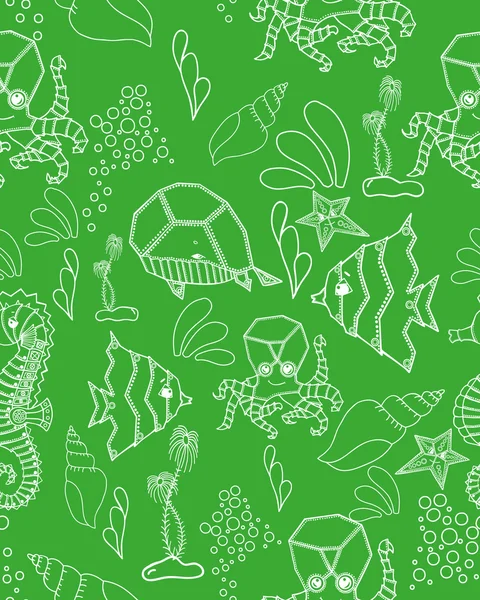 녹색 원활한 해양 패턴 — 스톡 벡터
