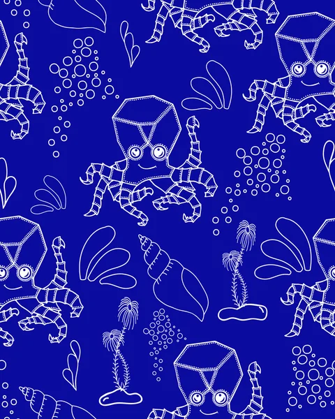 블루 원활한 해양 패턴 — 스톡 벡터