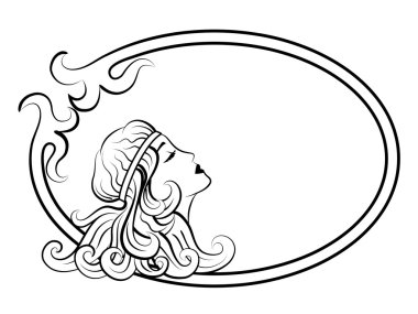 Çerçeve içinde güzel antika kadın