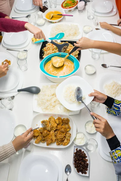 Top view of friends having lunch — Stock Photo, Image