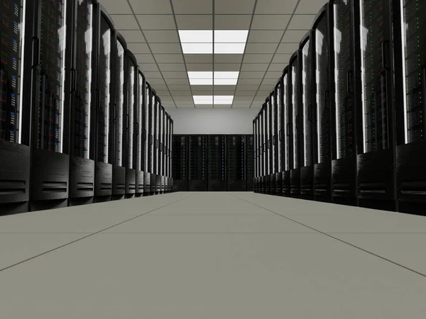 Moderne futuristische serverruimte big data center — Stockfoto