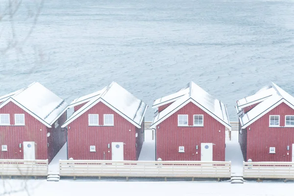 Lofoten escandinavo do norte bonito no inverno — Fotografia de Stock