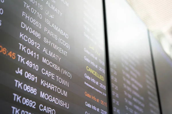 Aeroporto bordo de partidas e voos cancelados — Fotografia de Stock