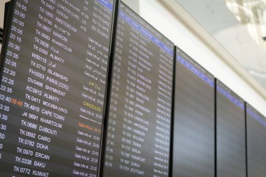 Havaalanı kalkış panosu ve iptal edilen uçuşlar