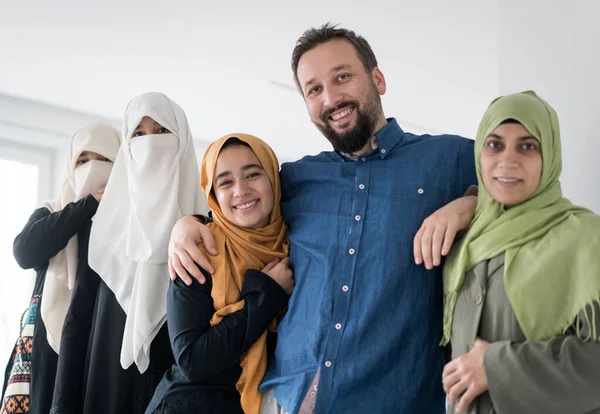 Muslim man with 4 women portrait , High quality photo Royalty Free Stock Photos