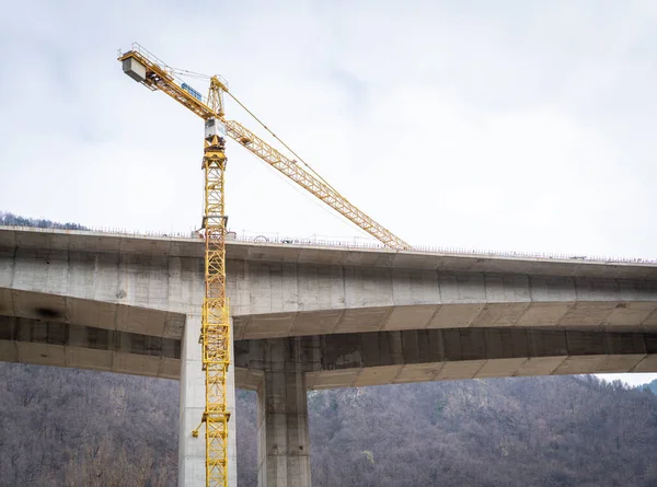 Snelwegbrug Verbinding Aanbouw Hard Werken — Stockfoto