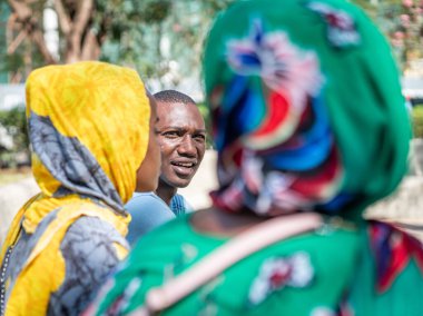 Group of young black African people together