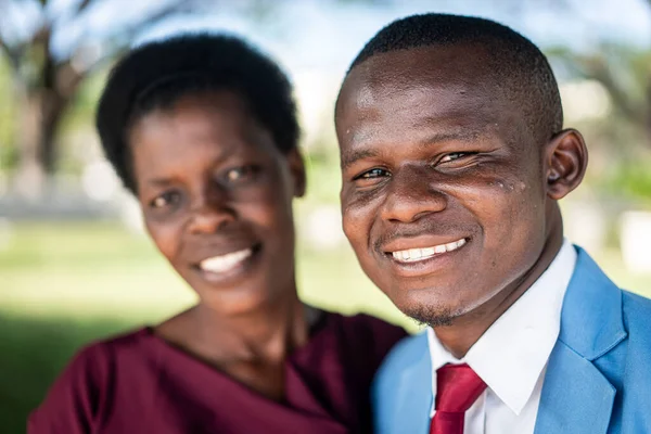 Black African man and woman happy portrait — Zdjęcie stockowe