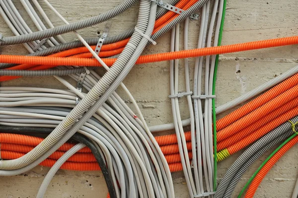 Cables on walls in new house — Stock Photo, Image