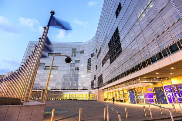 European comission building in dusk — Stock Photo, Image