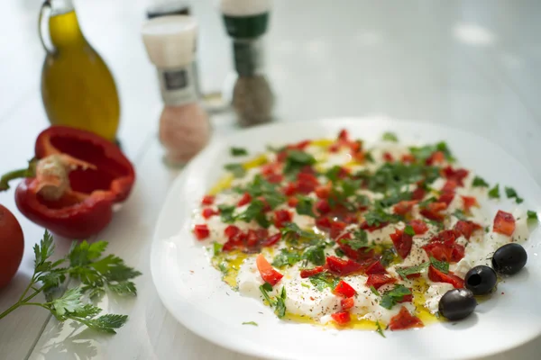 Sommer-Bioküche, Zubereitung von Speisen mit Gemüse — Stockfoto