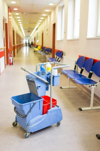 Waiting room with cleaning tools — Stock Photo, Image