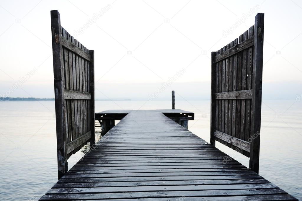 Wooden dock on a beautiful lake