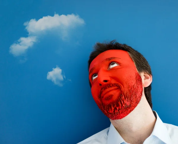 Πορτρέτο του επιχείρηση ενηλίκων άνθρωπος με πολύχρωμα πρόσωπο — Φωτογραφία Αρχείου