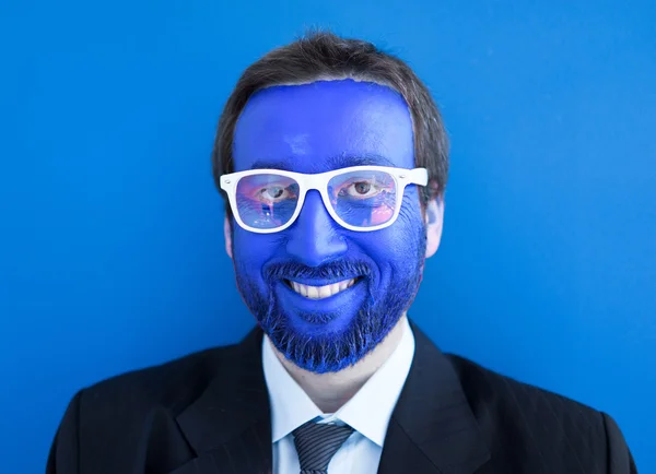 Portrait of adult business man with colorful face — Stock Photo, Image