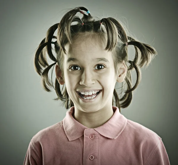 髪型と子供の面白い肖像画 — ストック写真