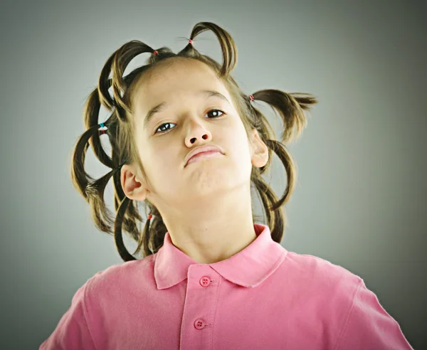 Funny portrait of kid with hairstyle — Stock Photo, Image