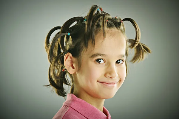 滑稽的发型的孩子画像 — 图库照片