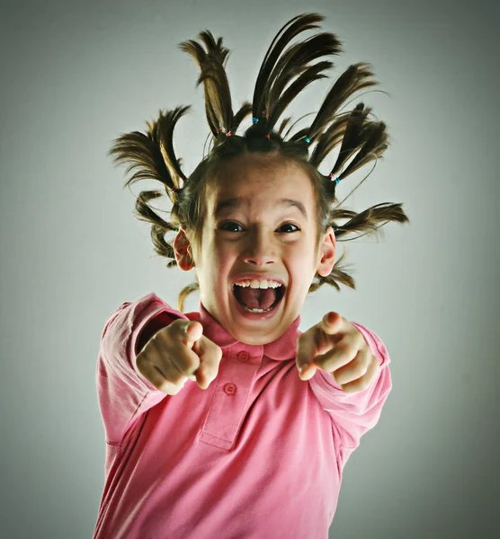 Retrato engraçado de criança com estilo de cabelo — Fotografia de Stock