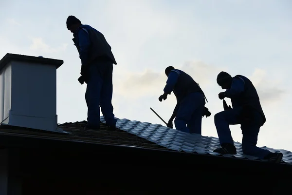 Building Roof Construction Site Teamwork — Stock Photo, Image