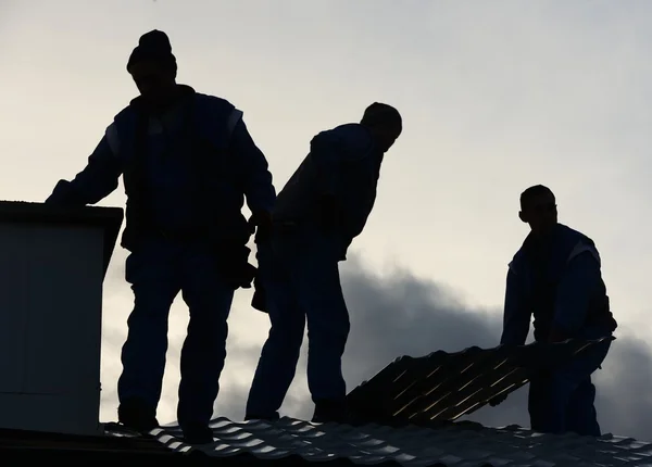 Building Roof Construction Site Teamwork — Stock Photo, Image