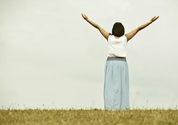 Young person relaxed on meadow — Stock Photo, Image