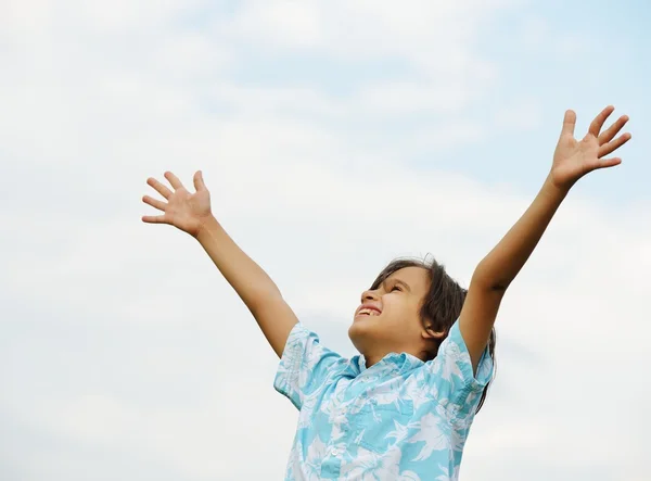 Ragazzo felice sul prato estivo — Foto Stock