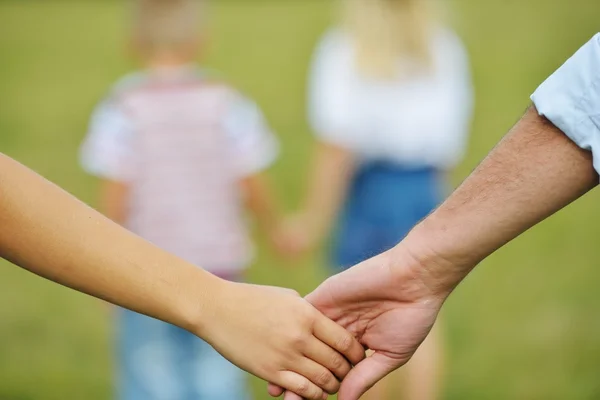 Familia feliz en la naturaleza divirtiéndose Imágenes de stock libres de derechos