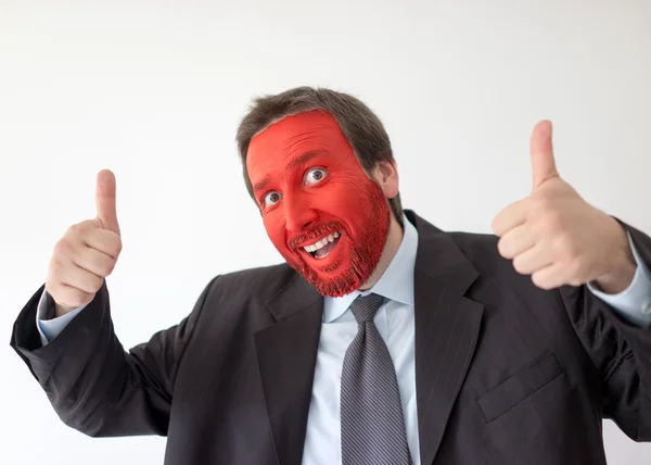 Πορτρέτο του ενήλικα επιχειρηματίας με πολύχρωμο κόκκινο πρόσωπο — Φωτογραφία Αρχείου