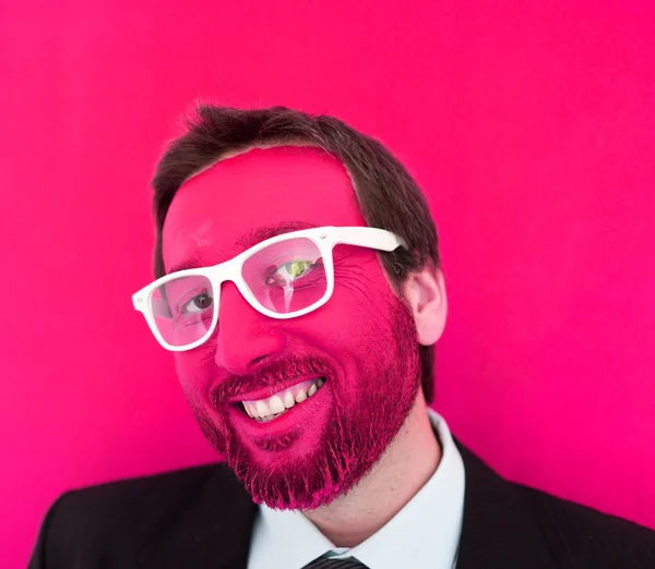 Pink painted man — Stock Photo, Image