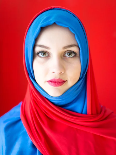 Beautiful young woman with a scarf — Stock Photo, Image