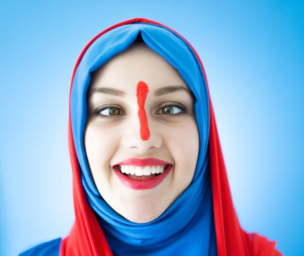 Beautiful Arabic girl with scarf  in funny concept — Stock Photo, Image