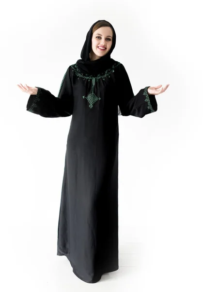 Arabic Muslim girl wearing black robe Royalty Free Stock Photos