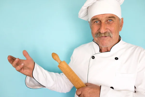 Bucătar senior cu mustață — Fotografie, imagine de stoc