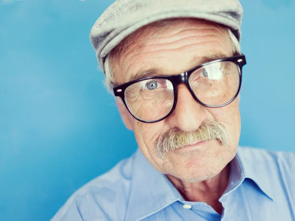 Portrait of a senior man with mustache — Stock Photo, Image