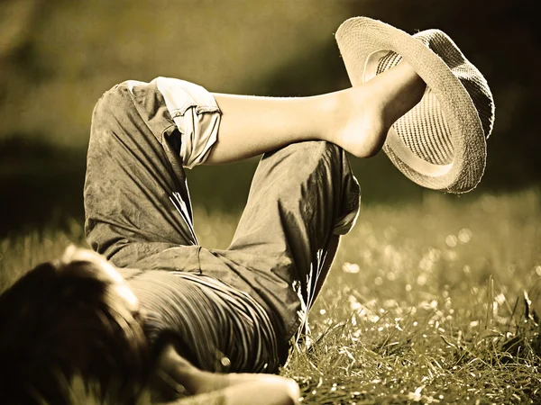 Retro photography of a boy — Stock Photo, Image