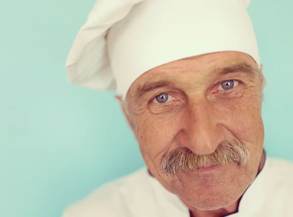 Starszy kucharz z wąsem — Zdjęcie stockowe
