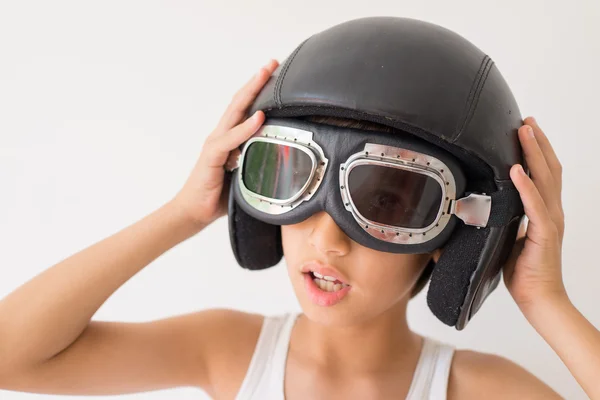 Little kid with pilot hat — Stock Photo, Image