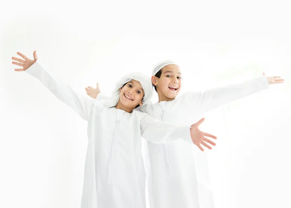 Two Arabic brothers together at home — Stock Photo, Image