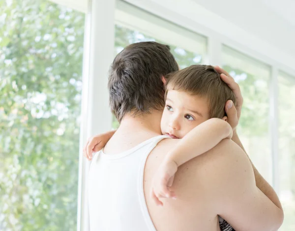 家で父と男の子 ストックフォト