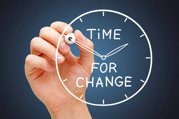 Handschrift Time Change Auf Einer Gezeichneten Uhr Mit Weißem Marker — Stockfoto