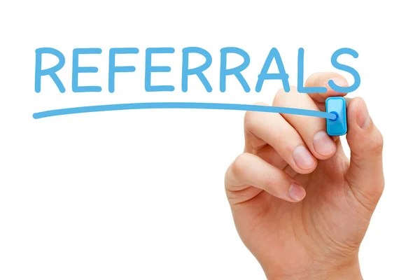 Referrals Blue Marker — Stock Photo, Image