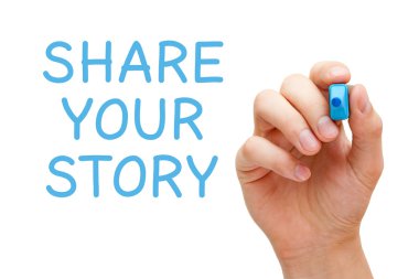 Share Your Story Blue Marker clipart