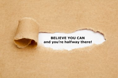 Believe you can and you are halfway there clipart