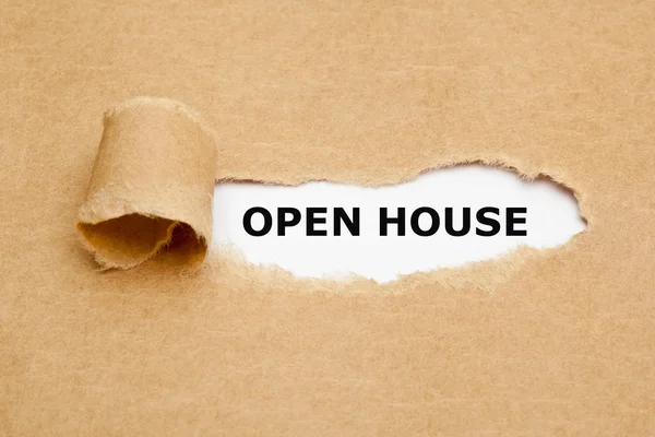 Open House papel rasgado — Fotografia de Stock