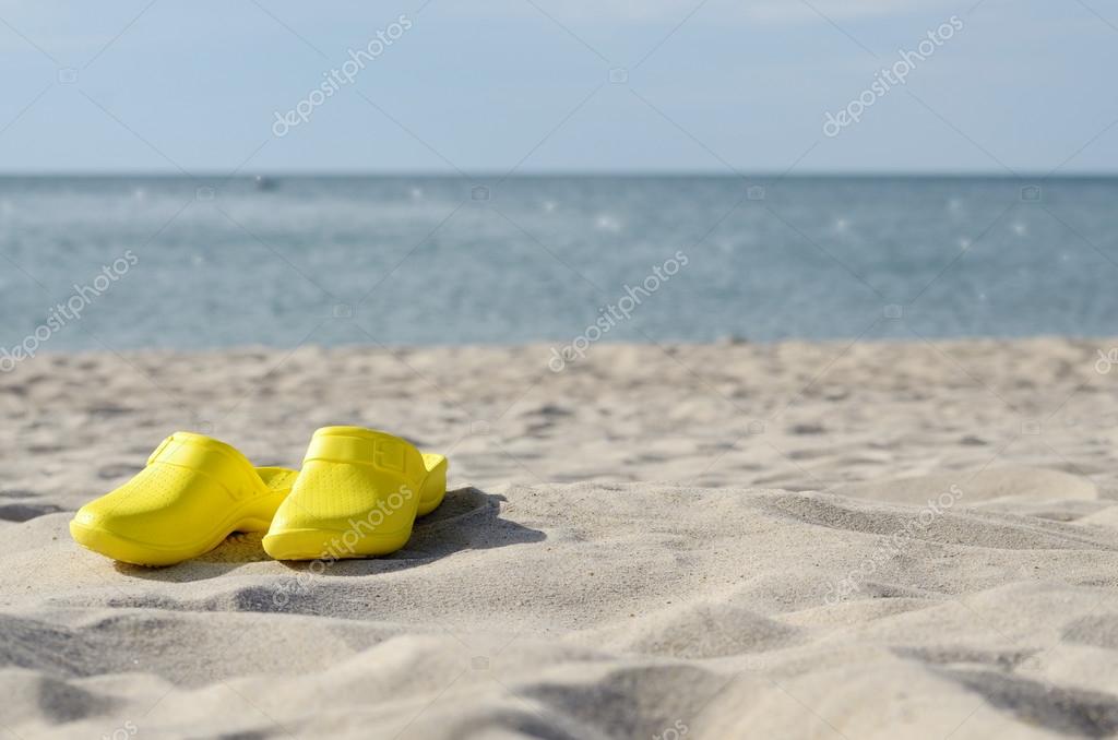 yellow beach sandals